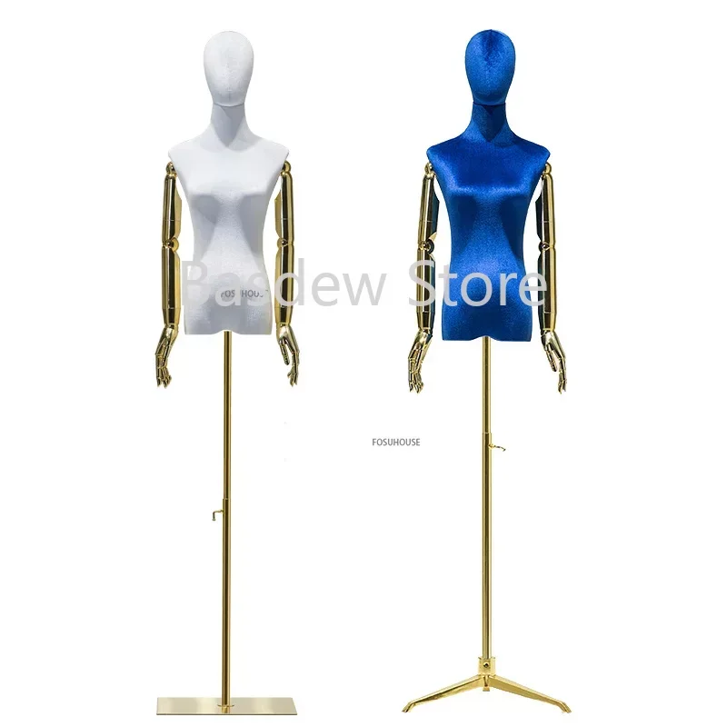 

Women's Color Clothing Model Window Doll Electroplating Arm Display Stand Adjustable Bracket Korean Velvet Model Props