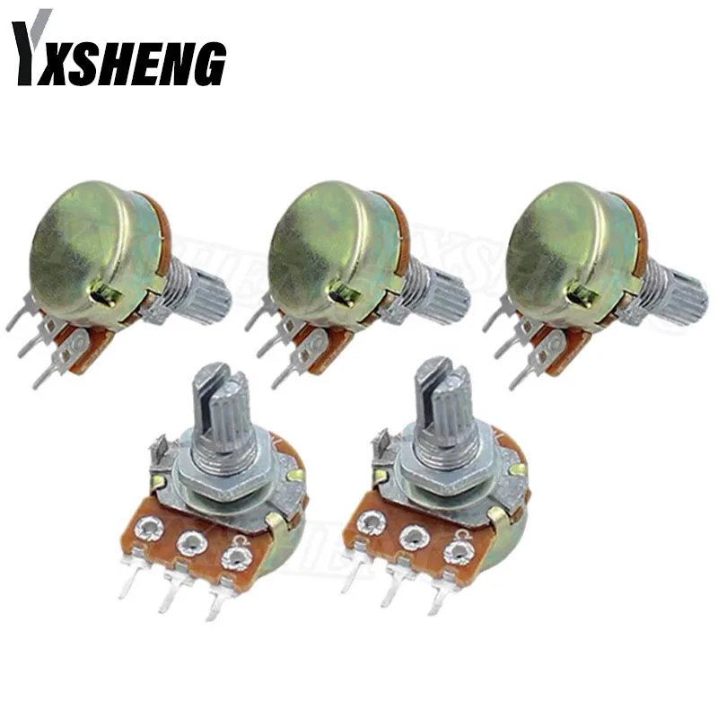 5PCS WH148 3Pin 15mm 1K-1M Ohm Linear Taper Rotary Potentiometer Resistor