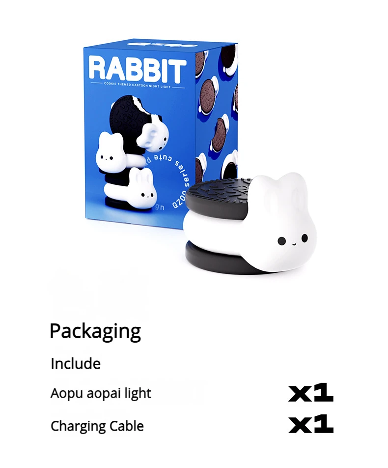 USB Rechargeable Timer Switch LED Night Light Cute Biscuit Rabbit Lamp For Kids Bedroom Dimming Table Pat Lamps Birthday Gift