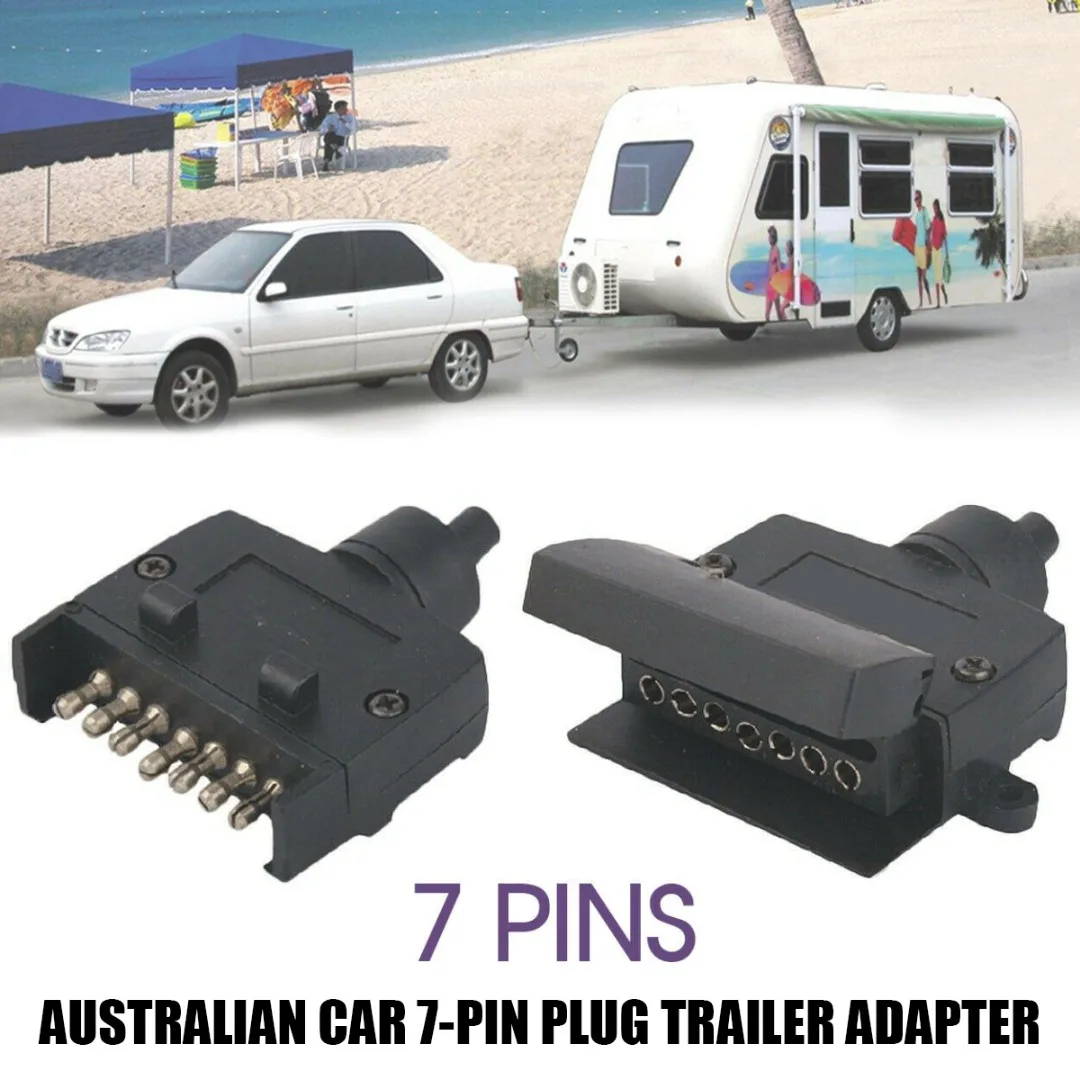 

New 1set Trailer Plug 7 Pin Flat Male To 7 Pin Flat Female Socket Rectangle Caravan Connector Plug Sockets Car Parts