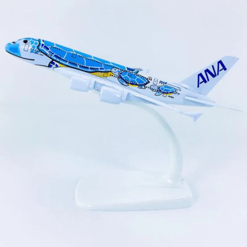 1:500 Scale 14CM Model A380 Japan ANA Airlines Blue Turtle Lani Airplanes Plane Alloy Aircraft Collection Display For Child Toy