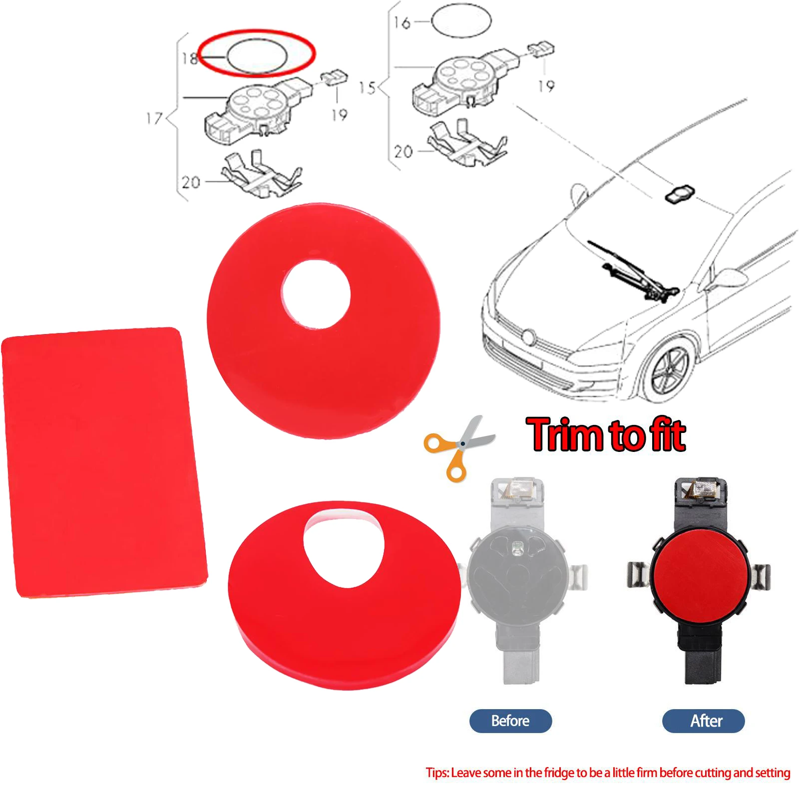 

1Pc Universal Auto Front Windshield Windscreen Window Rain Sensor Glass Glue Stickers Car Wipers Sensitive Film Pad For Car Tape