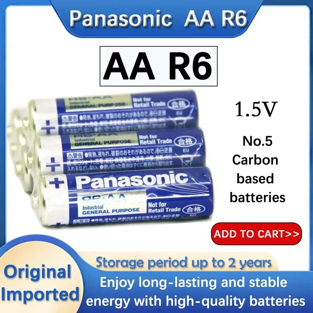 4PCS Panasonic 1.5V Alkaline Battery AA R6P R6 E91 UM3 Super Heavy Duty Primary Batteries