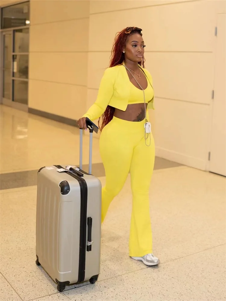 Wmstar 3 Piece Sets Women Wholesale Vest Long Sleeve Coat and Legging Pants Sets Casual Solid Fall Matching Suit New Fashion