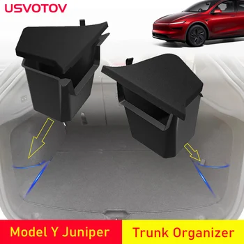 USVOTOV Organizzatore per bagagliaio per Tesla Model Y Juniper Launch Refresh 2025 Contenitori portaoggetti per bagagliaio posteriore Scatola laterale Organizer Accessori TPE
