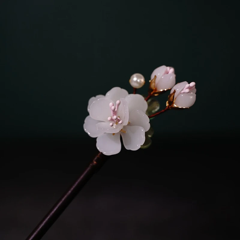 Classic Hair Stick Chinese Hanfu Hair Accessories Glazed Flower Hairpin Chopstick Vintage Girls Wooden Clasp Jewelry Gifts,hair accessory,hair stick,jewelry accessories