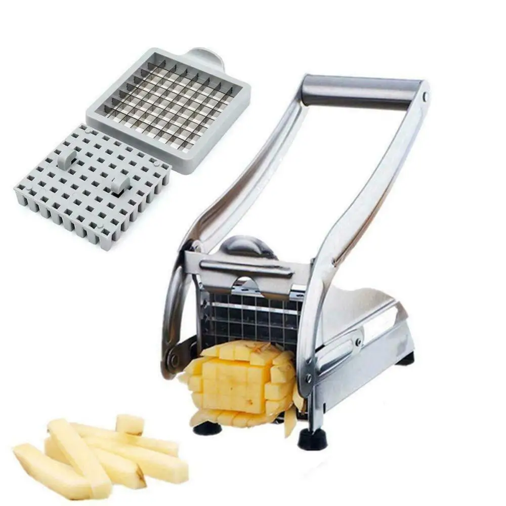 Nibiuht - Cortador de papas fritas de grado comercial y rebanador con 3/8  pulgadas, cortador de patatas resistentes de acero inoxidable, ideal para