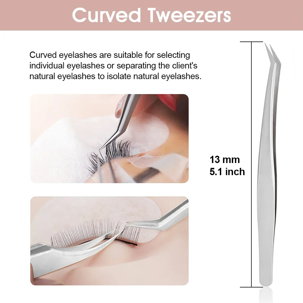 Hot Selling Professional Non-magnetic Lashes Makeup Tools Good Durability Industrial Precision Stainless Steel Eyelash Tweezers 3