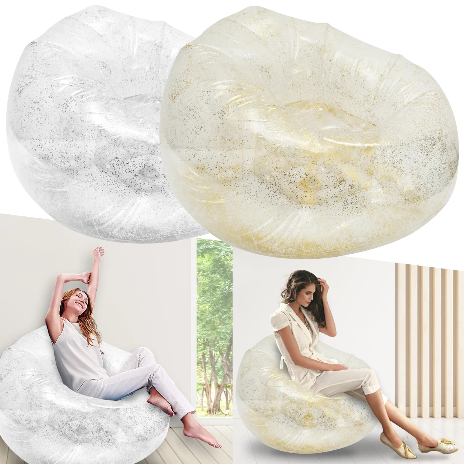 Description Picture 2 of itemTransparently Inflatable Lazy BeanBag Sofa Waterproofing PVC Folding Inflatable No Filler Lounge Chair Portable Air Sofa Chair