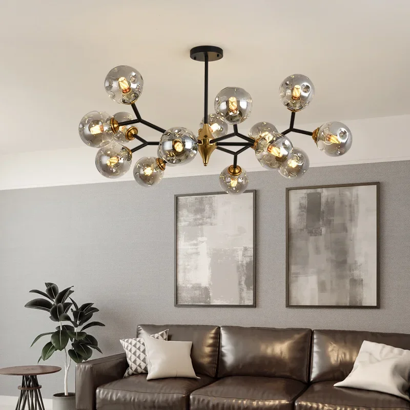 Nordic LED Ceiling Chandelier Glass Ball Black Pendant Lights Home Decor Hanging Lusters Fixture Living Dining Room Bedroom led chandelier ceiling chandelier led pendant light