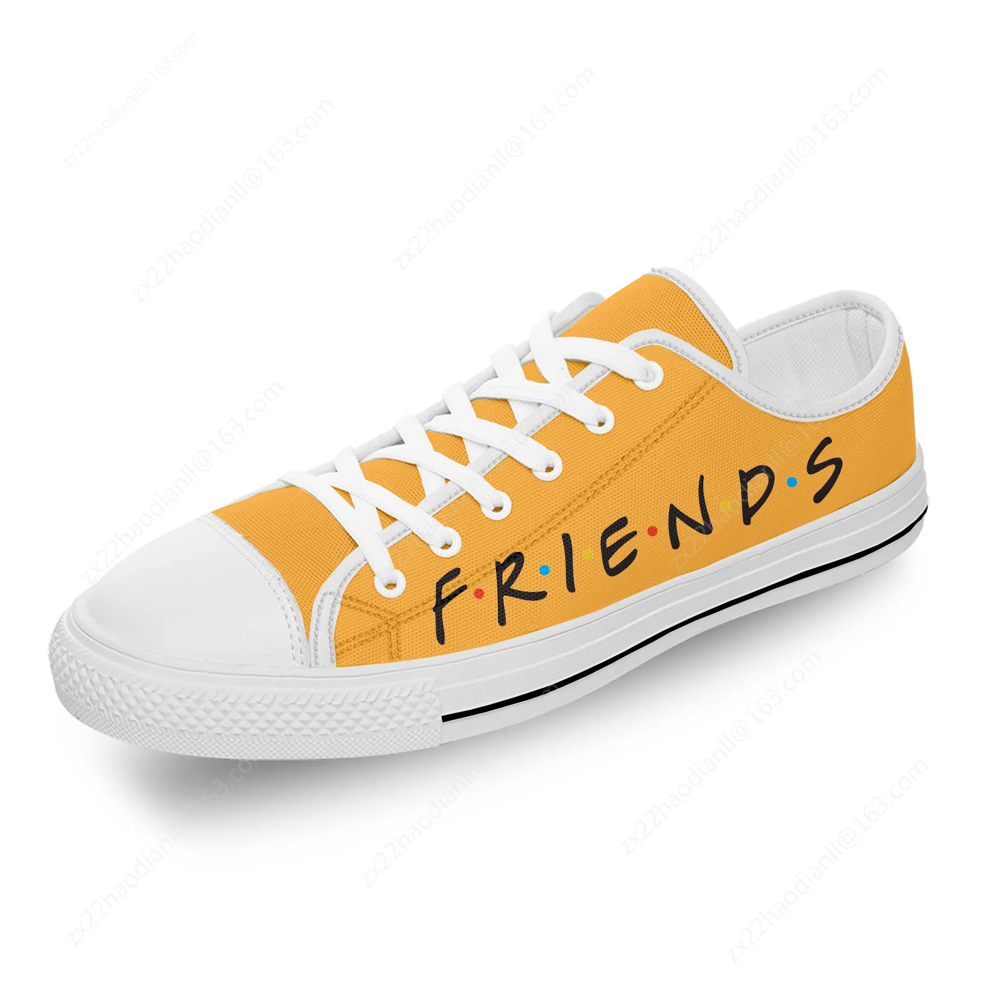 Friends TV Show Anime Cartoon White Cloth 3D Print Low Top Canvas Fashion Shoes Men Women Lightweight Breathable Sneakers
