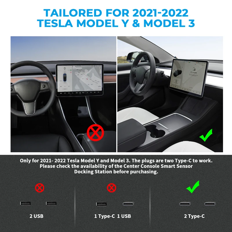 Tesla Model 3 Y 2021 2022 27W 빠른 충전기 USB 션트 허브 지능형 도킹 스테이션 차량용 어댑터 전원 분배기 확장