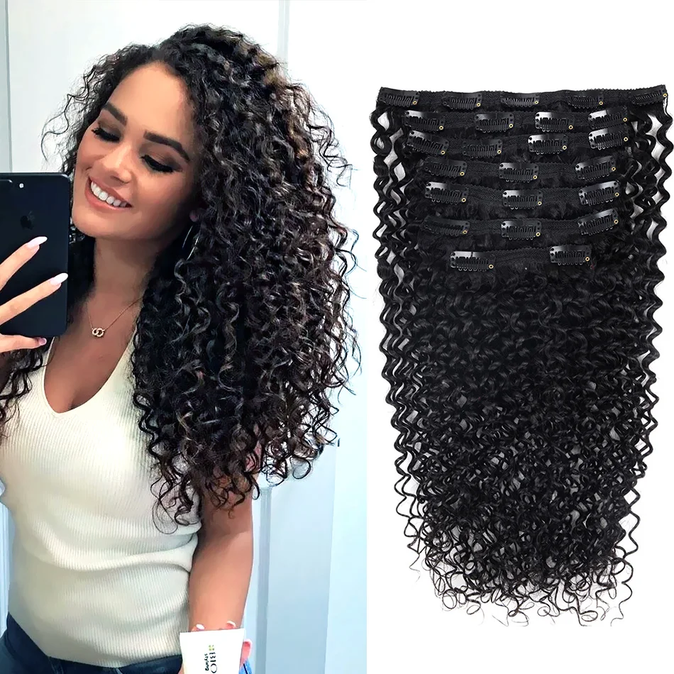 Clips Hair Extensions Human Hair Kinky Curly Kinky Curly Clips Ins