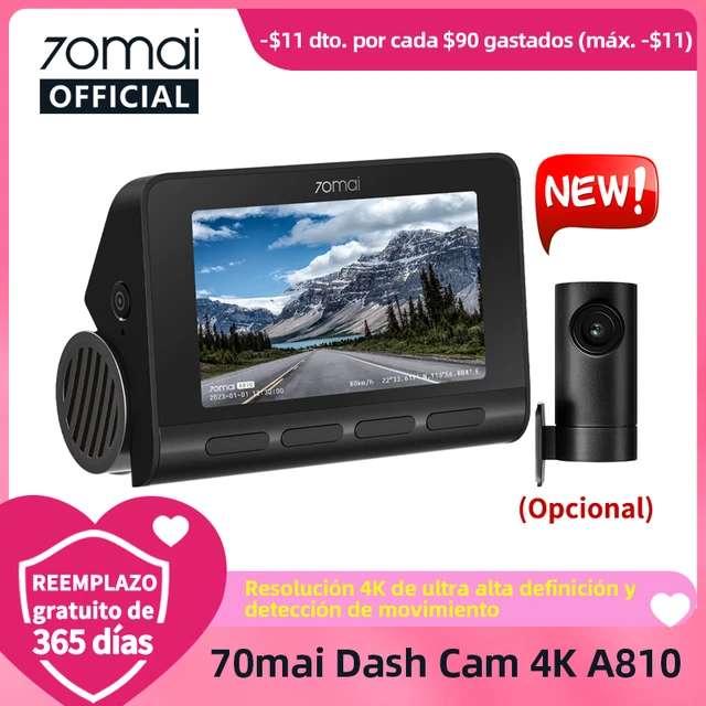 Cámara De Auto Grabación Dual 70mai Dash Cam 4k A800s-1 Color Negro