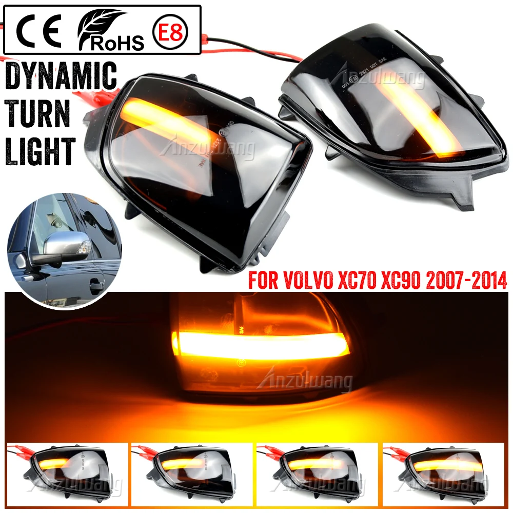 

2Pcs LED Dynamic Rearview Mirror Turn Signal Indicator Light For Volvo XC70 2008-2012 XC90 2007-2014