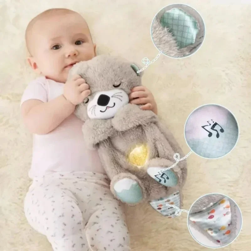Cute Breathing Otter Soothing Plush Teddy Bear Sleep Doll Snuggle Buddy Gift 
toys with light Rhythmic Dolls for baby newborn 4