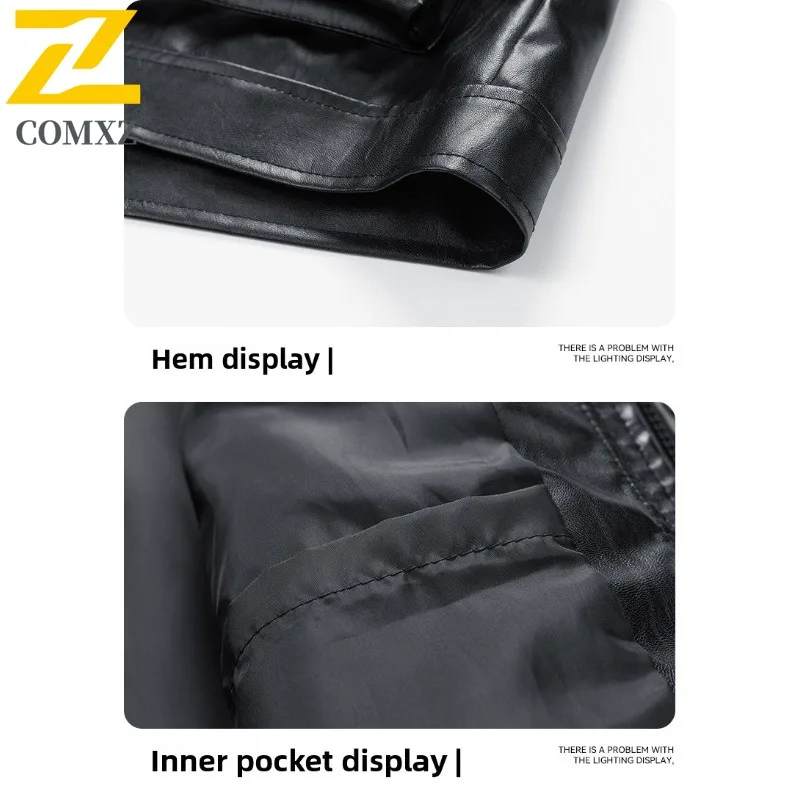 Men's Biker Windbreaker Color Block PU Leather Hybrid Jacket Waterproof Windproof Stand Collar American Style Vintage Outerwear