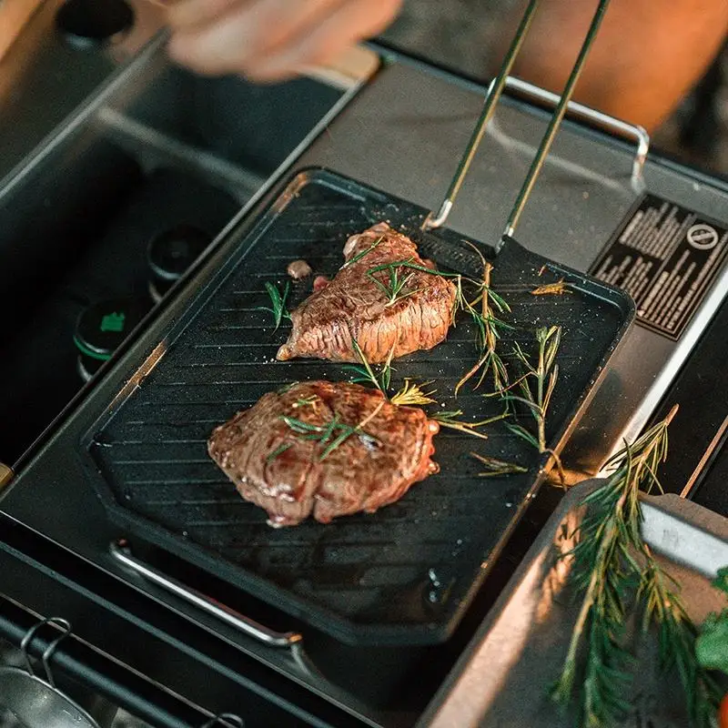 Naturehike Outdoor Camping Picnic BBQ Grill Pan Square Aluminum Alloy Stainless Steel Non Stick Frying Pan bbq grill pan non stick frying pan camping cookware set camping cookware kitchen utensils