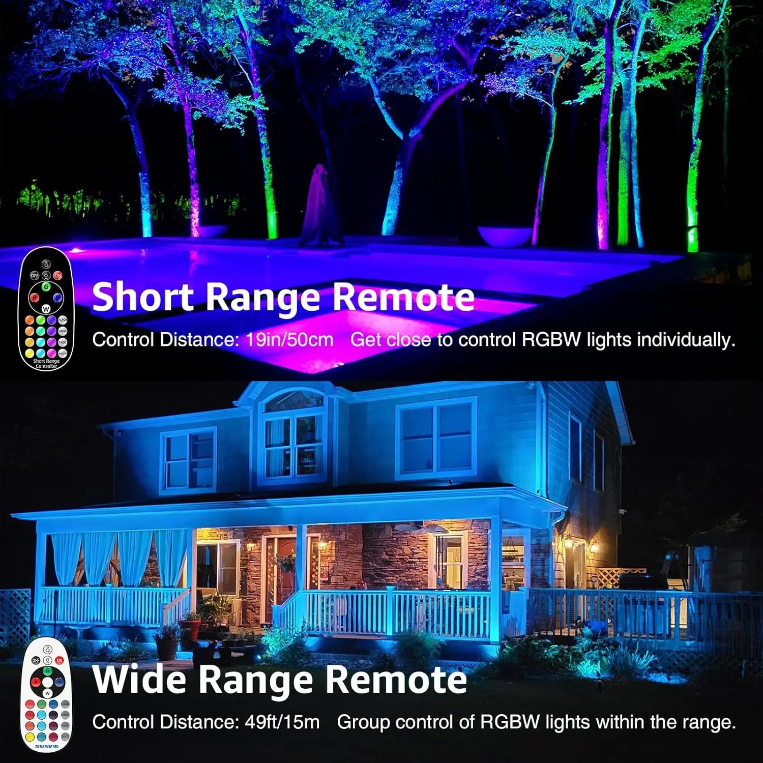 12 Pack RGBW Color Changing Landscape Lights with 300W Low Voltage Landscape Transformer 12-24V LED Landscape Lighting Kit