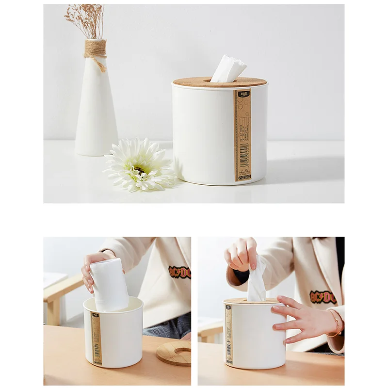 Desktop Tissue Box Wooden Lid Nordic Minimalist Style Tissue Case Kitchen Table Paper Extraction Container Home Tissue Boxes 6