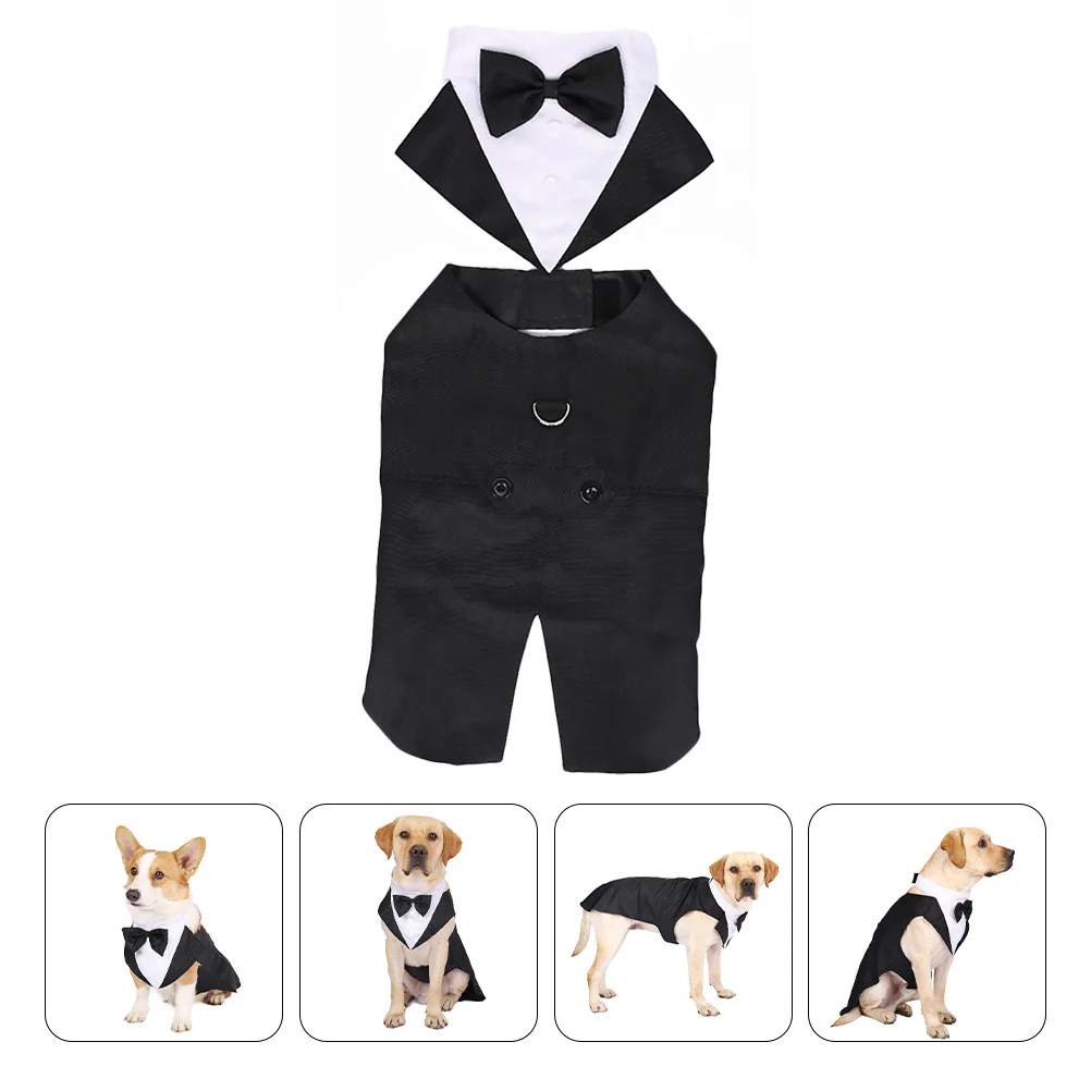 

Small Dog Shirt Pet Tuxedo Wear Costume Outfits for Dogs Set Elegant Suit White Wedding