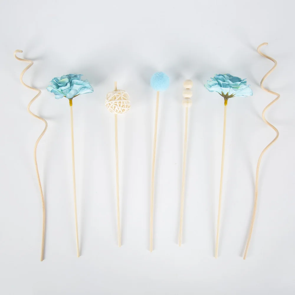 7 Pcs Blue Color Flower Diffuser Refill Stick Aroma Artificial Floral Live Room Plant Home Decor Diy Rattan Reed Fragrance