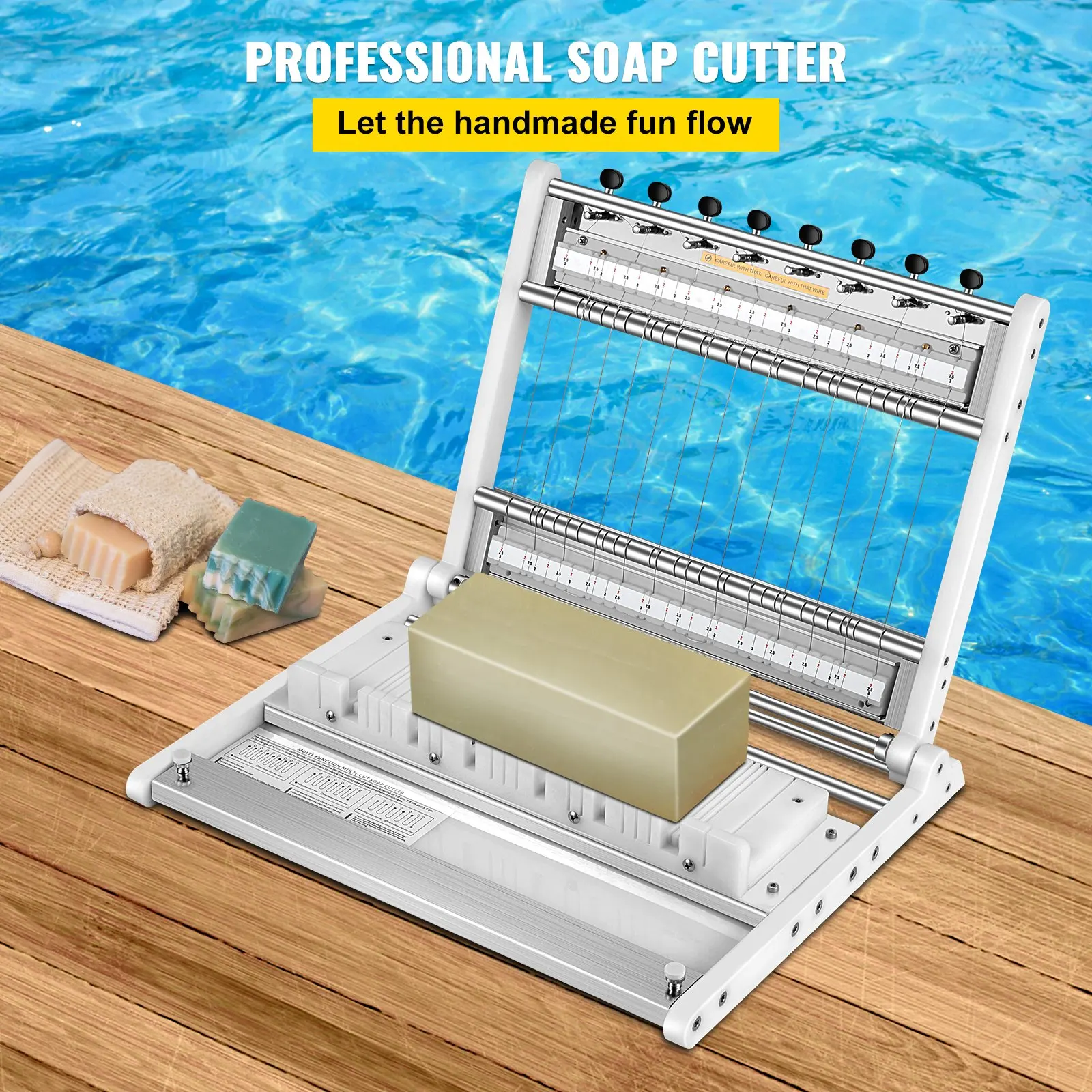 Sihao Multifunctional Soap Loaf Cutter Adjustable Cutting Width With 1-15 Stainless Steel Bars For Cutting Candles B