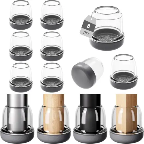 8PCS Round Chair Leg Protectors Silicone Dust and Hair Proof Chair Leg Caps for Rug Glides Easily for Hardwood Floors Prevents - Image 8