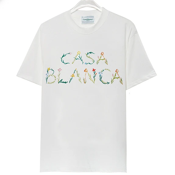 

Casablanca Short Sleeve Cotton New Oversize Arrival 1:1 Print With Tag T Shirt O-Neck Men Women Casa Tee Half-Sleeve