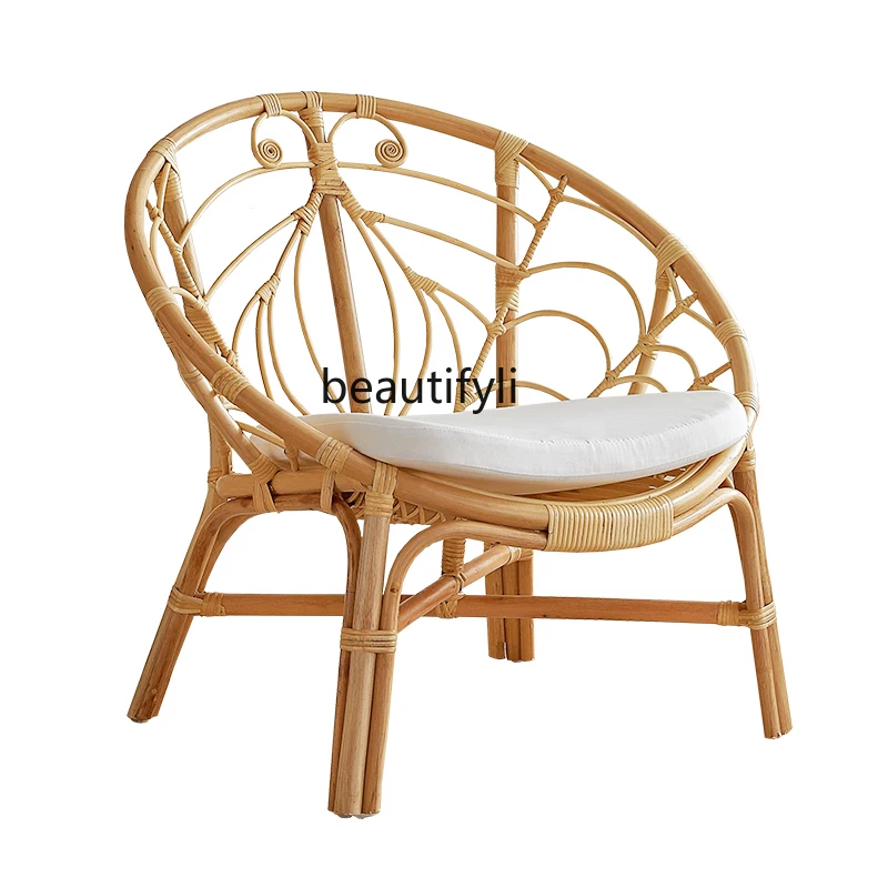 

Современный минималистичный ротанговый одноместный диван-стул, ротанговый стул, натуральная кожа, гостиной, балкона, для домашнего отдыха