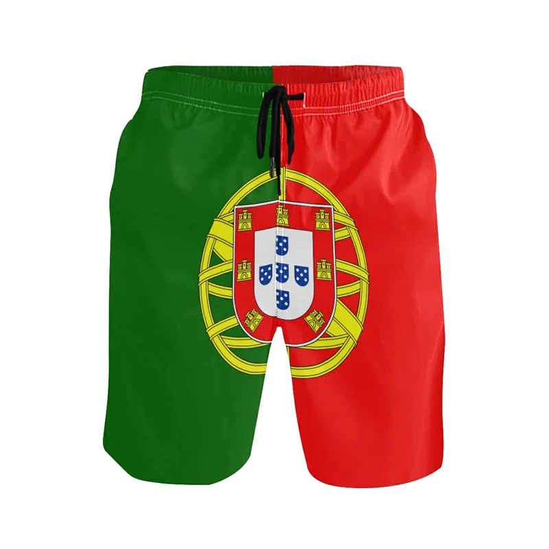 Classic 3d Print Portugal Flag Beach Shorts Men Quick Dry Bathing Suits Loose Surf Board Shorts Popular Sports Swim Trunks 2