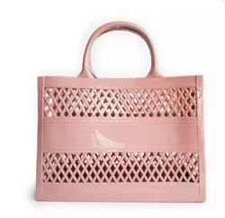Chic Mesh Beach Tote - Stylish Clear Handbag and Travel Accessory (Pink)