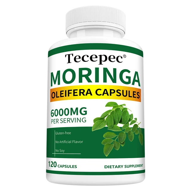 Natural Moringa Capsules, Rich in Vitamins, Minerals and Antioxidants, Support Heart and Brain Health, Balance Energy Levels