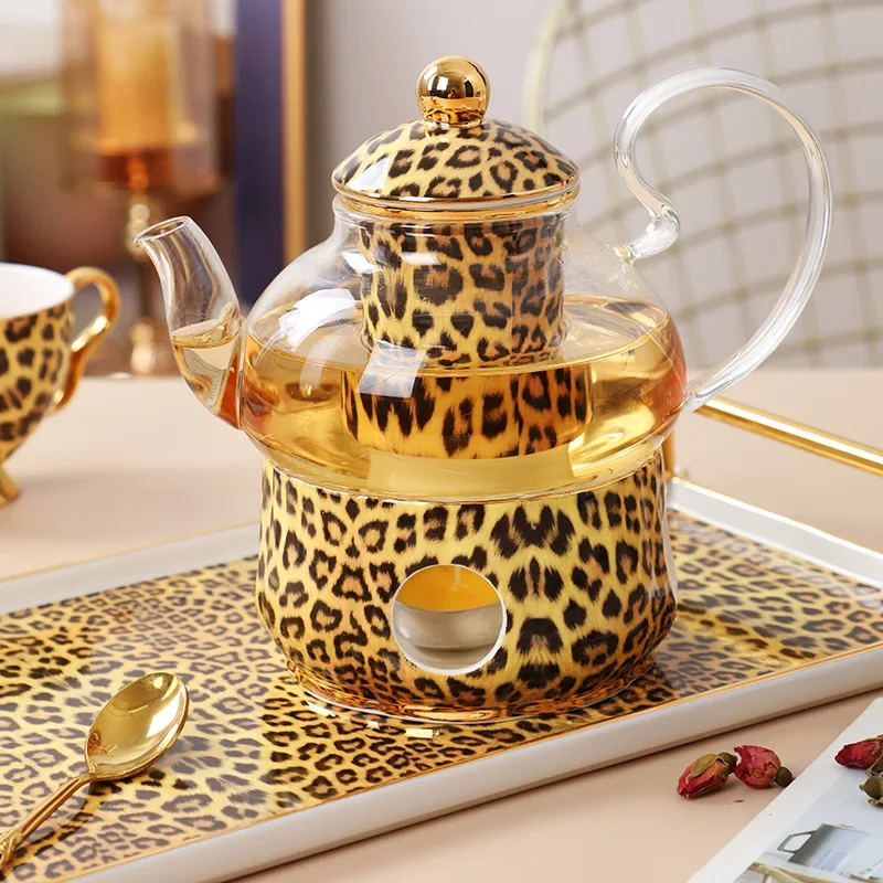 Leopard Pattern Bone China Western Food Plate Bowl Ceramic Knife Fork Spoon Coffee Tea Cup Hotel Clubhouse Restaurant Tableware