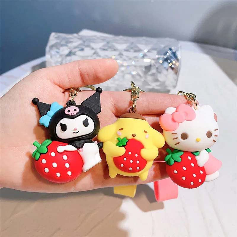 

Kawaii Sanrio Keychain Cute Kuromi My Melody Cinnamoroll Car Key Ring Bag Pendant Schoolbag Decoration Christmas Gifts for Girls