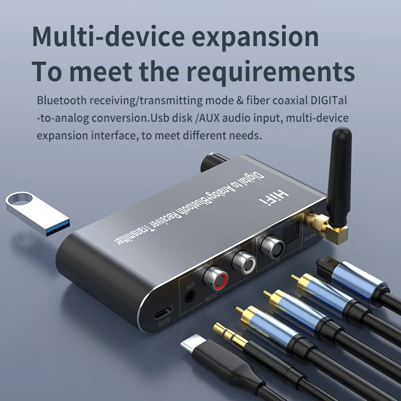 Tebe Bluetooth 5.1 Receiver Transmitter Audio Adapter U Disk Play Coxial/Optical to 3.5MM Aux RL DAC Converter Remote Control bluetooth adapter,bluetooth audio receiver,bluetooth transceiver adapter,audio adapter,bluetooth aux adaptor