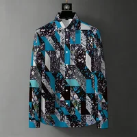 Nouvelle chemise tendance pour homme printemps/automne avec imprimé graffiti abstrait, infroissable, style mature, décontracté chic, polyvalente 5