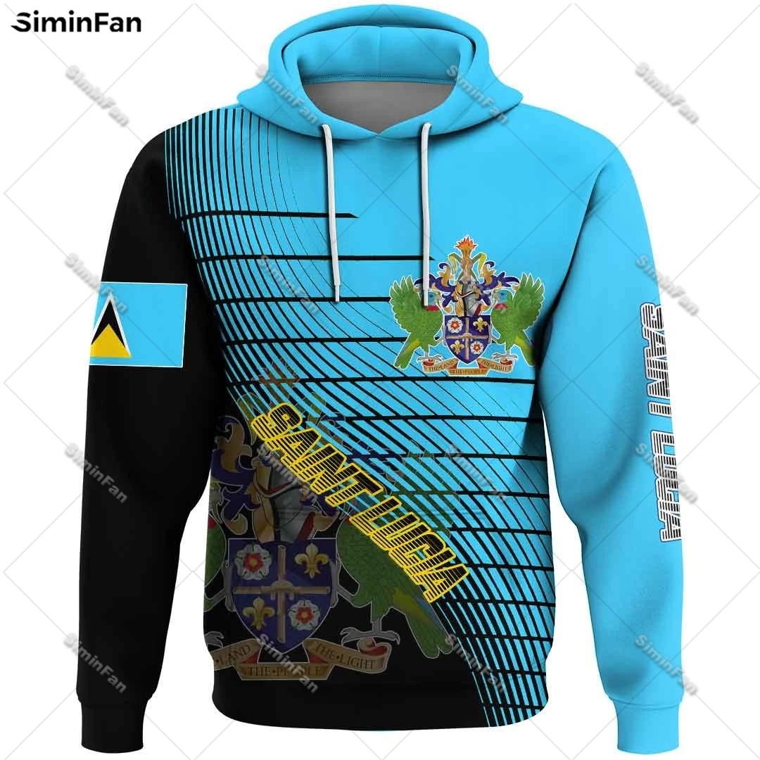 

Saint Lucia Coat Of Arms Mens Hoodie 3D All Over Printed Hooded Pullover Zip-up Jacket Male Sweatshirt Unisex Outwear Female Top