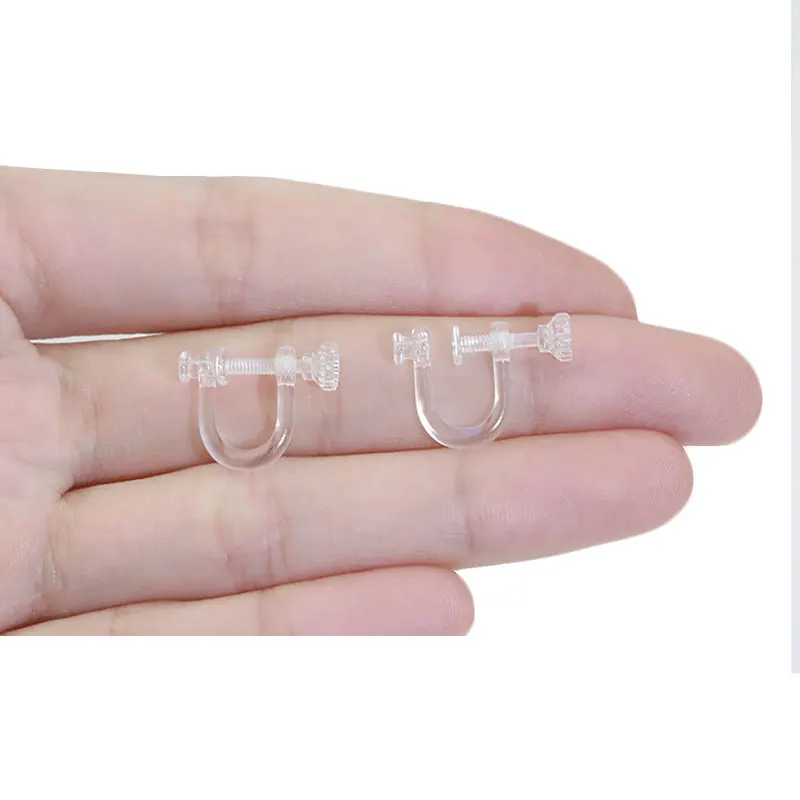 Transparent Resins Screw Ear Clips Earrings Findings Resins Plastic Earring Clips Base Connectors DIY Jewelry Accessories 3