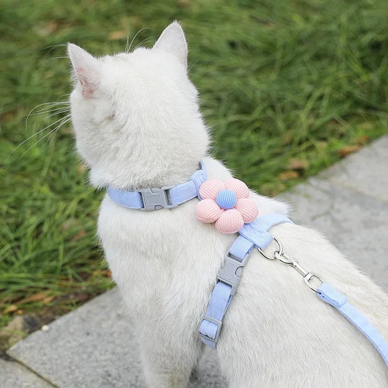 Cat Harness and Leash Sets Adjustable Dog Harness for Small Dog Leash Breashable Pet Harness Out Walking Dog Strap Cat Harness and Leash Sets Adjustable Dog Harness for Small Dog Leash Breashable Pet Harness Out Walking Dog Strap