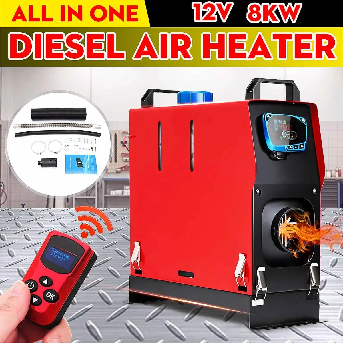 

All in One 5-8KW 12V Car Heater Diesels Air Heater Single Hole New LCD Monitor+Remote Parking Warmer For Car Truck Bus Boat RV