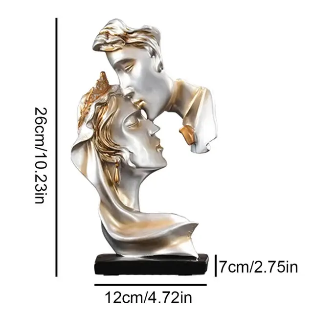 Északi Otthoni Nappali Díszes Dekoratív Szerelmesek Szobrok Dekoráció Csók Szobor Valentin Napi Esküvői Ajándék - Image 6