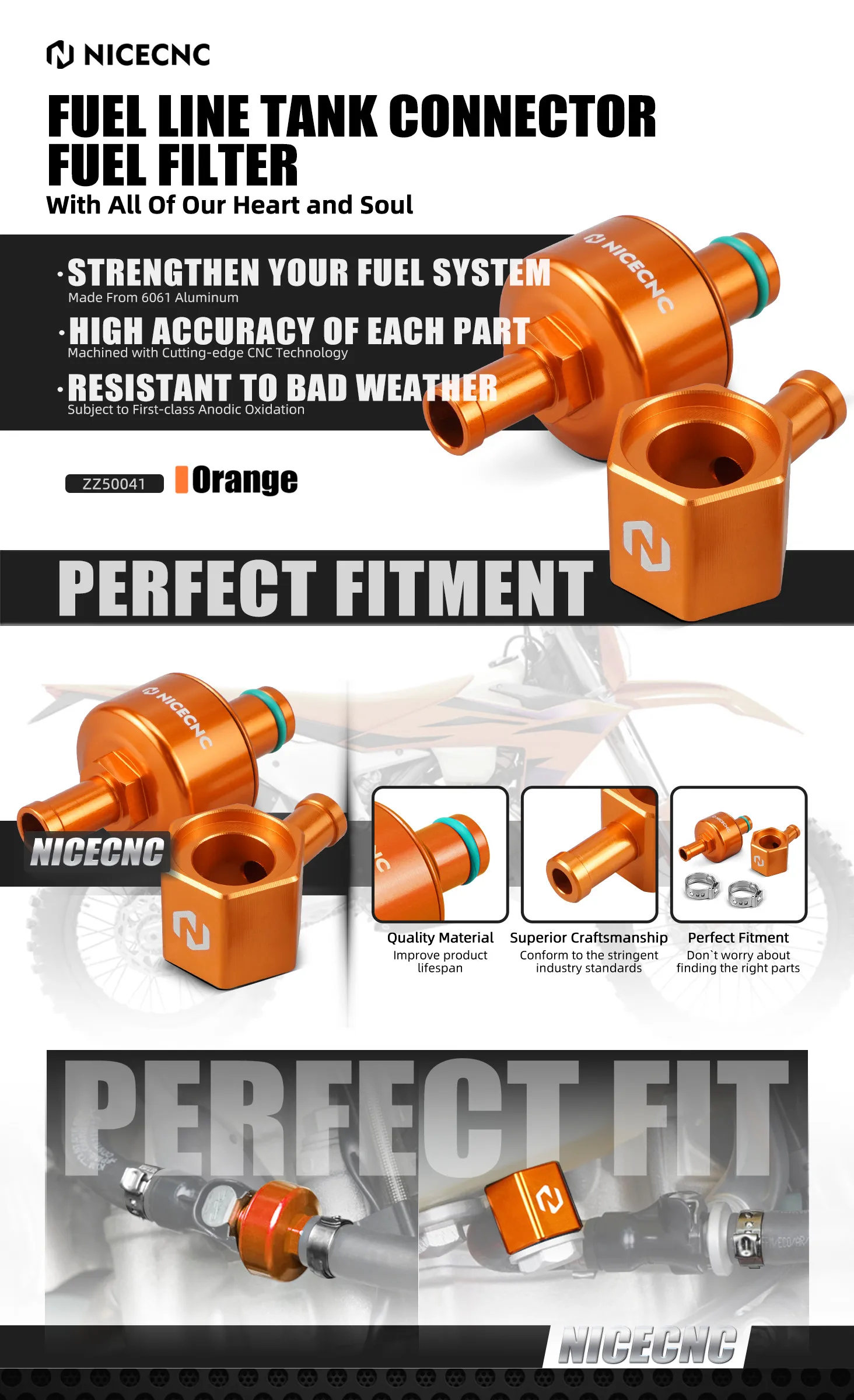 Für 2023 2022 KTM EXC 300 EXCF 350 TPi 6D Husqvarna TE 300i 250i GasGas EC 300 10 Micro Kraftstoff Filter Kraftstoff Linie Tank Connector Kit – Detail 1