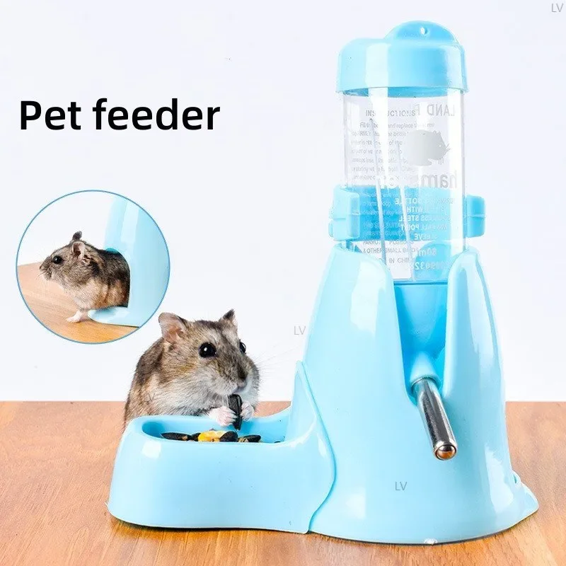 

Hamster Water Feeder Small Animals Automatic Dispenser Drinking Water Bottle Bowls Dish with Food Container Hamster Accessories