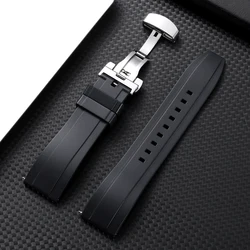 Quick Release Silicone Watch Strap - Premium Rubber Wristband for Women & Men, Tropic Style - Available in Multiple Sizes (Black)