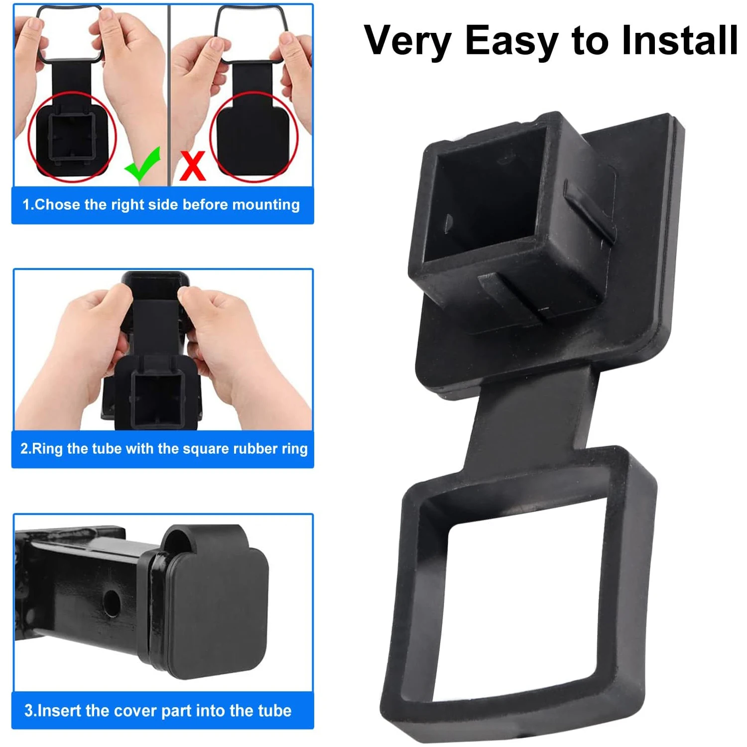Trailer Hitch Tube Cover 1.25'' Rubber Plug Cap Insert 1 1/4 inch Heavy Duty Towing Hitch Covers for 1.25'' Receivers Class