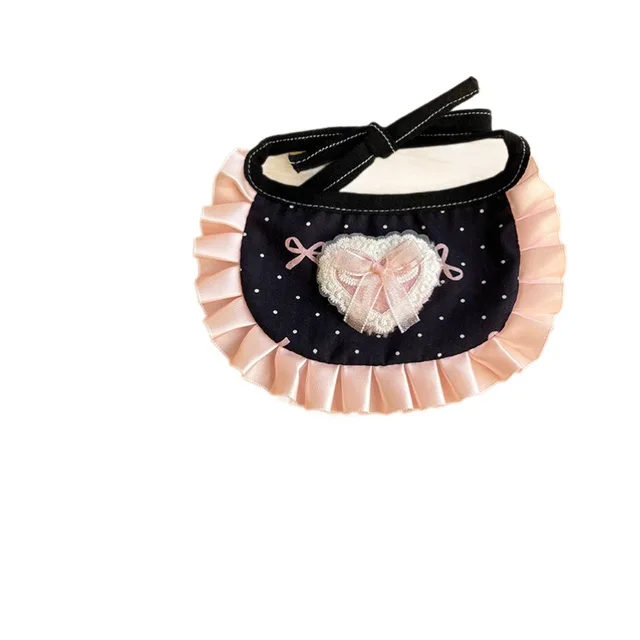 Cat Bib Lolita Style Cute Polka Dot Pet Neck Decoration Cat Role-playing Clothing Drool Bib Fabric Scarf 5