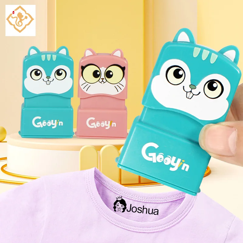 Carimbo de nome impermeável personalizado infantil, jardim de infância roupas adesivo, carimbo Kawaii Montessori, presente do estudante