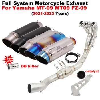 Motorcycle Full Systems Exhaust Escape Front Link Pipe With Catalyst Muffler Slip On For Yamaha MT-09 MT09 FZ-09 2021 - 2023