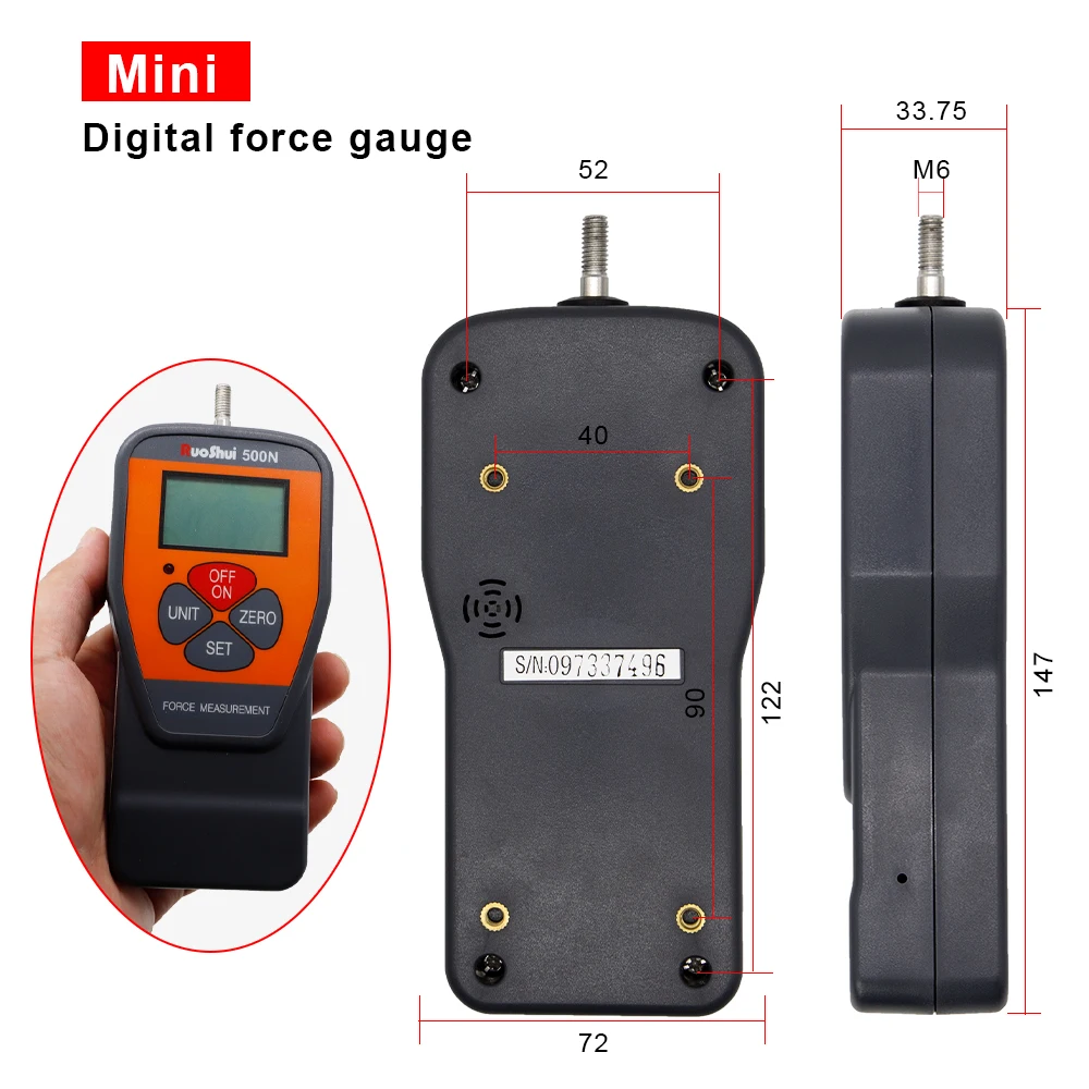 Testeur De Force Numérique Portable 500N - Précision ±1%, Idéal Pour Les Tests De Traction Et Poussée